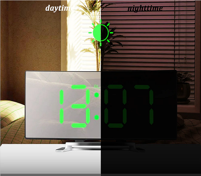 HaloDigits | Grote LED digitale klok met gebogen display - Moderne digitale klok
