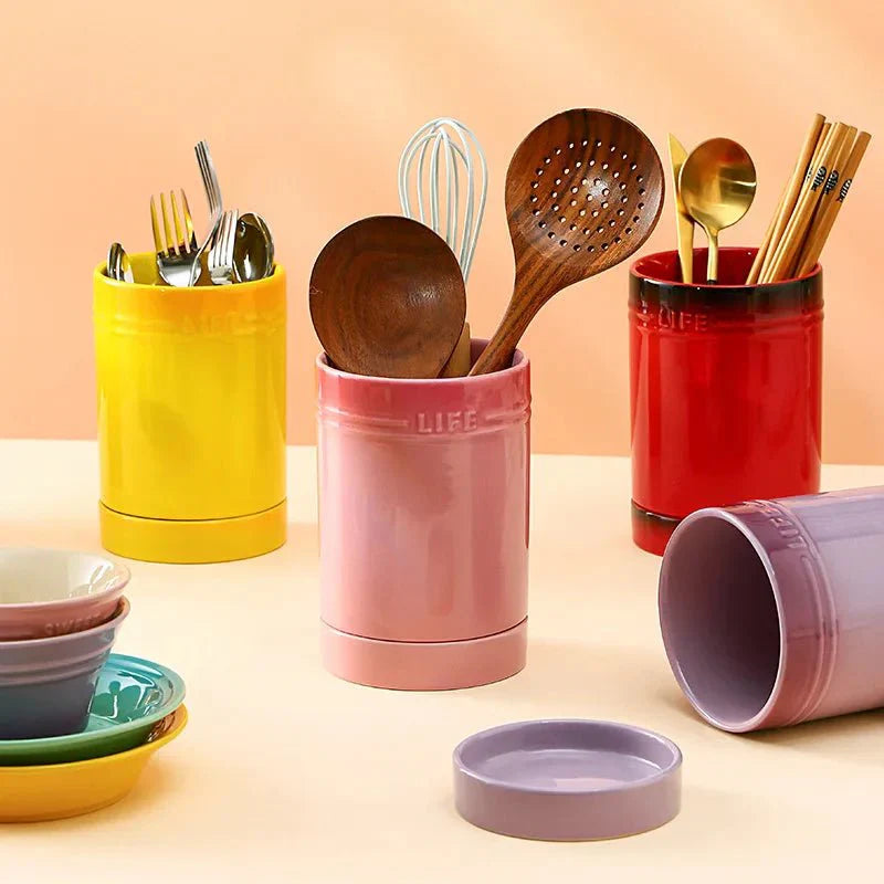 LushOrganize | Kleurrijk Keramisch Keukengerei Organiser - Gemakkelijk Schoon te Maken, Keuken Opbergers