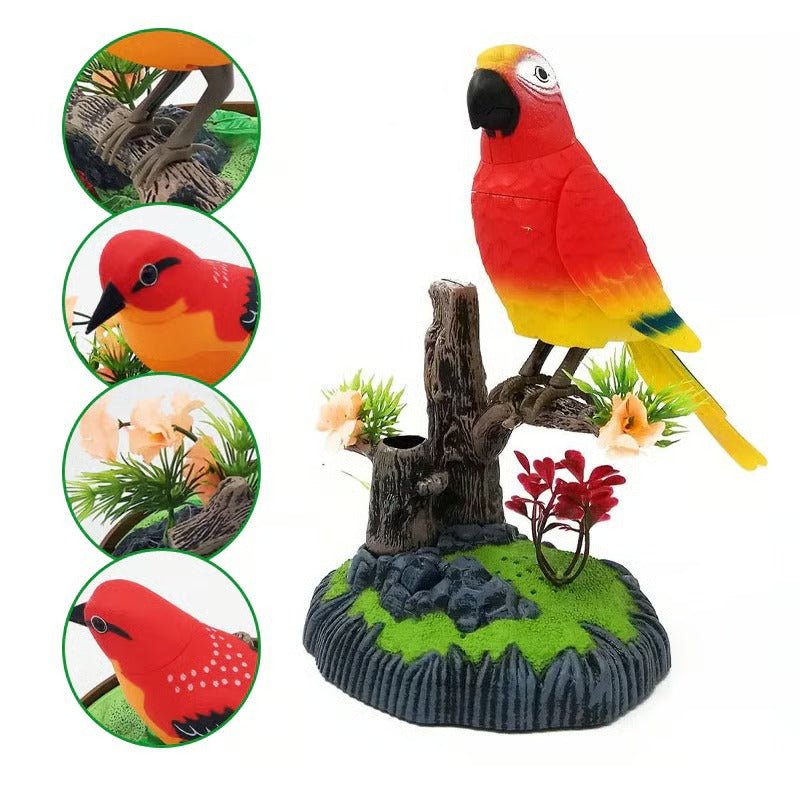 TweetTwig | Zingende Vogel Beeldje - Realistisch Natuurlijk Vogelgeluid, Decoratief Tak Ornament