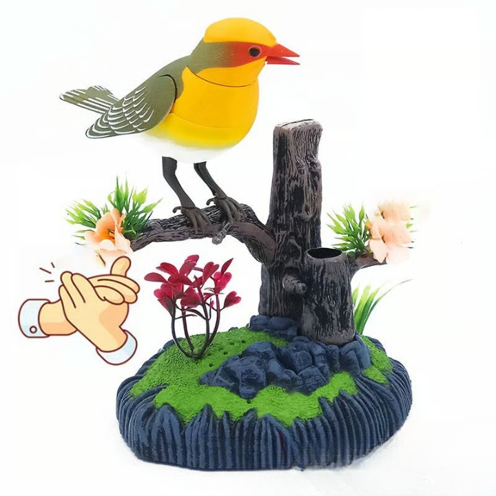 TweetTwig | Zingende Vogel Beeldje - Realistisch Natuurlijk Vogelgeluid, Decoratief Tak Ornament
