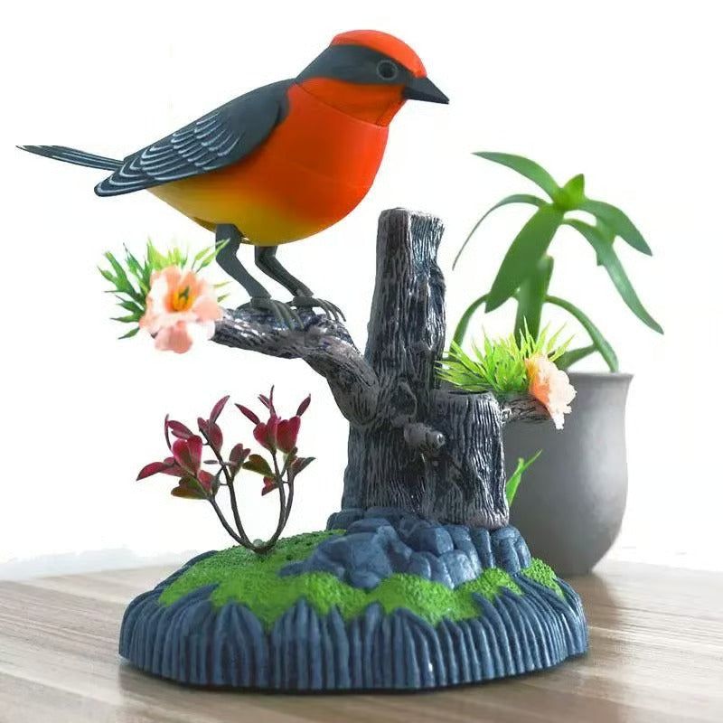 TweetTwig | Zingende Vogel Beeldje - Realistisch Natuurlijk Vogelgeluid, Decoratief Tak Ornament