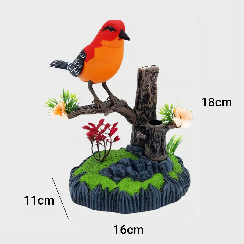 TweetTwig | Zingende Vogel Beeldje - Realistisch Natuurlijk Vogelgeluid, Decoratief Tak Ornament
