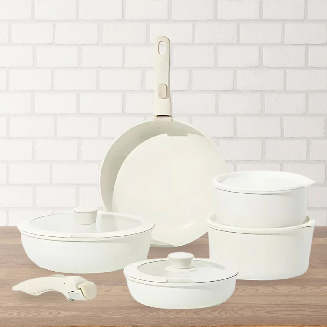 CookNex | 5-delige keramische pannenset met antiaanbaklaag en afneembare handgreep