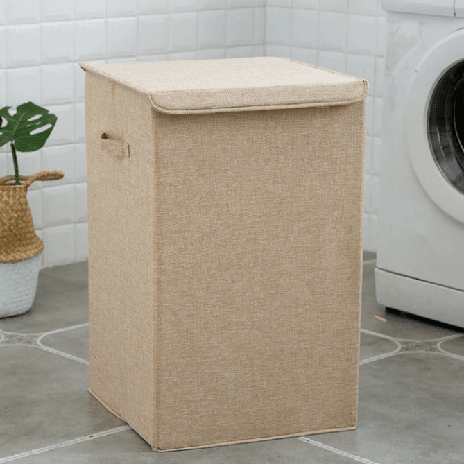 Laundra | Bamboe linnen wasmand met deksel – grote opvouwbare wasmand