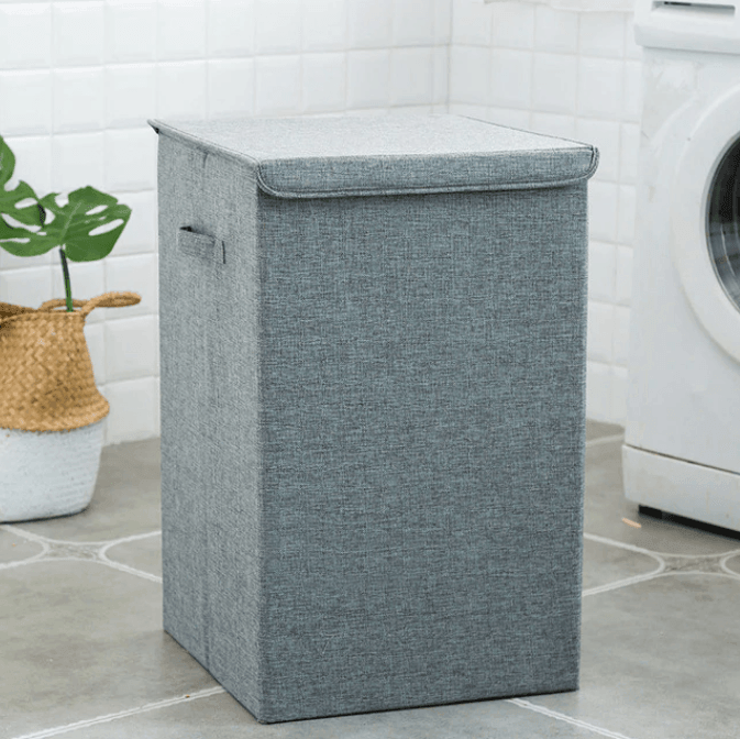 Laundra | Bamboe linnen wasmand met deksel – grote opvouwbare wasmand