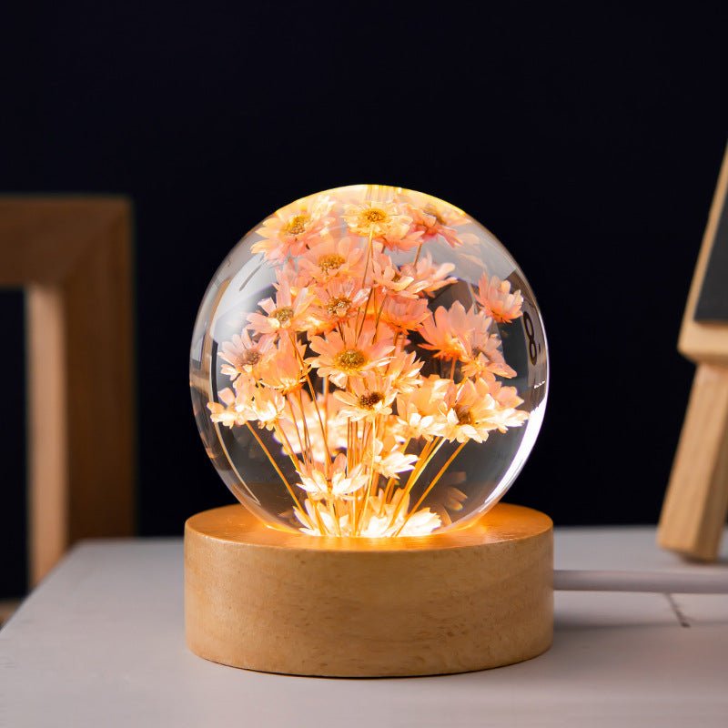 BloomBall | 3D Paardenbloem Kristallen Bal Lamp - Bloemen Home Décor & Elegant Licht Sculptuur