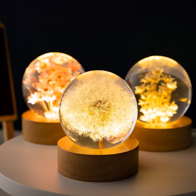 BloomBall | 3D Paardenbloem Kristallen Bal Lamp - Bloemen Home Décor & Elegant Licht Sculptuur