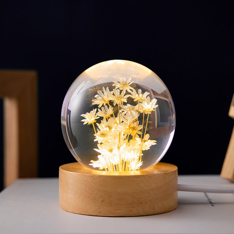 BloomBall | 3D Paardenbloem Kristallen Bal Lamp - Bloemen Home Décor & Elegant Licht Sculptuur