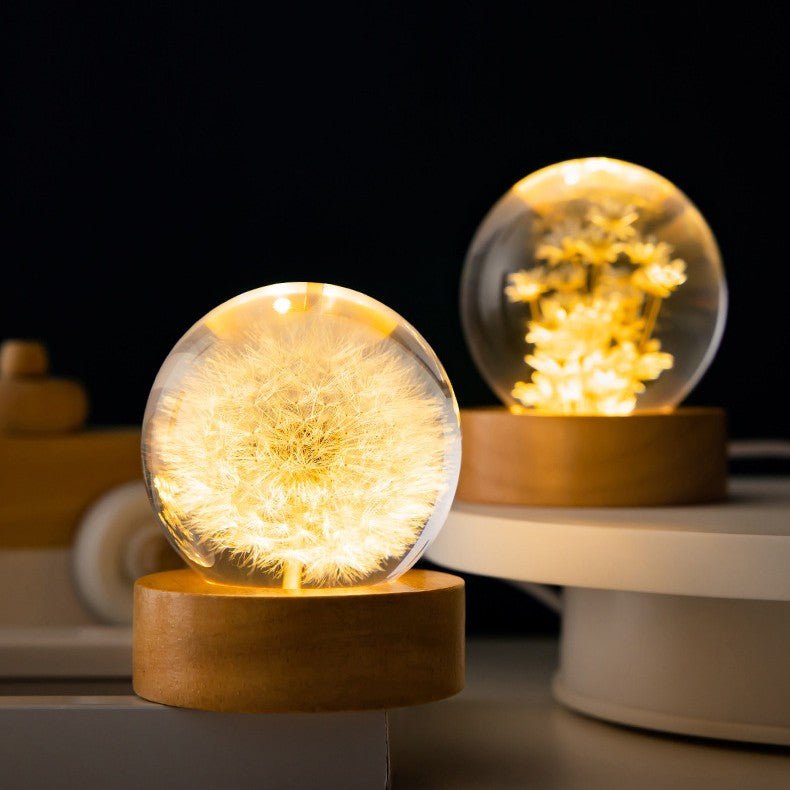 BloomBall | 3D Paardenbloem Kristallen Bal Lamp - Bloemen Home Décor & Elegant Licht Sculptuur