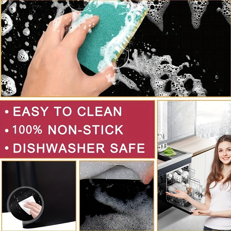 BakeEase | 3st Opnieuw te gebruiken hittebestendige ovenmatten voor bakken, braden, grillen en fornuizen