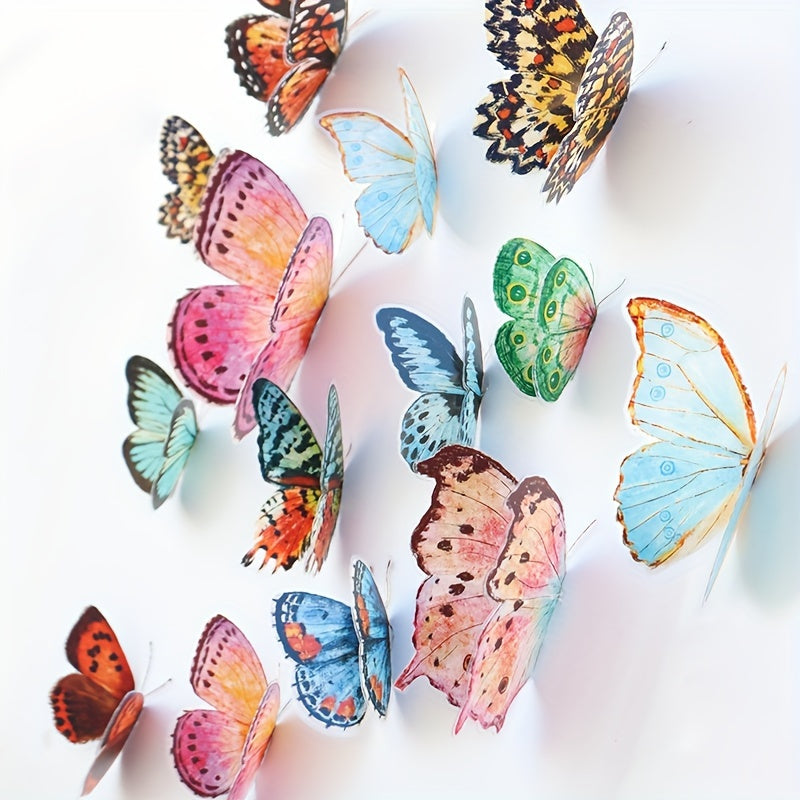 FlutterPop | Set 3D Vlinder Muurstickers – Kleurrijke Waterverf PVC