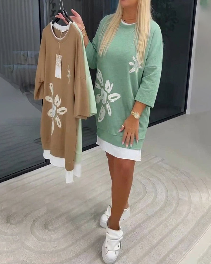 Arlira | Casual Jurk – 3/4 Mouwen, 2-Lagen Design, Comfortabel & Stijlvol