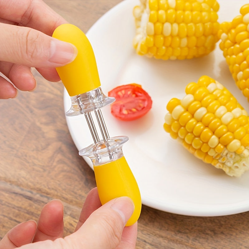 CornGrip | RVS Maïsvork met Ergonomisch Handvat – Duurzame, Voedselveilige BBQ- en Fruitsatépen