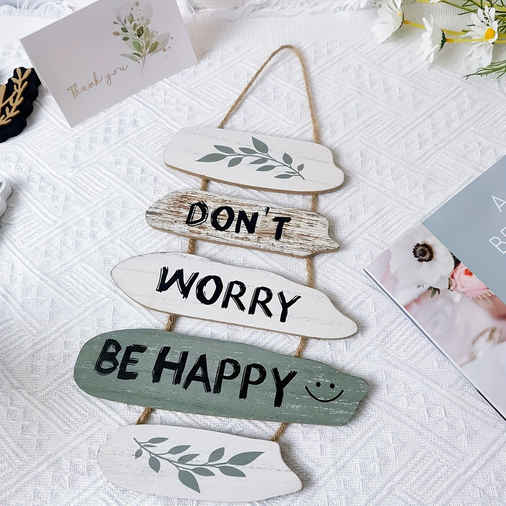 HappyRoots | Rustiek houten bord - 'Don't Worry, Be Happy' - Inspirerende muurdecoratie