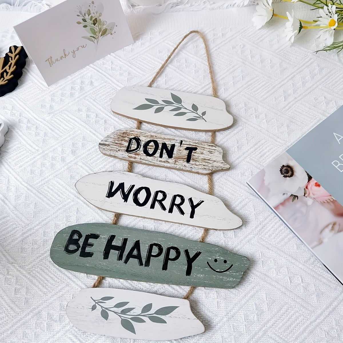 HappyRoots | Rustiek houten bord - 'Don't Worry, Be Happy' - Inspirerende muurdecoratie