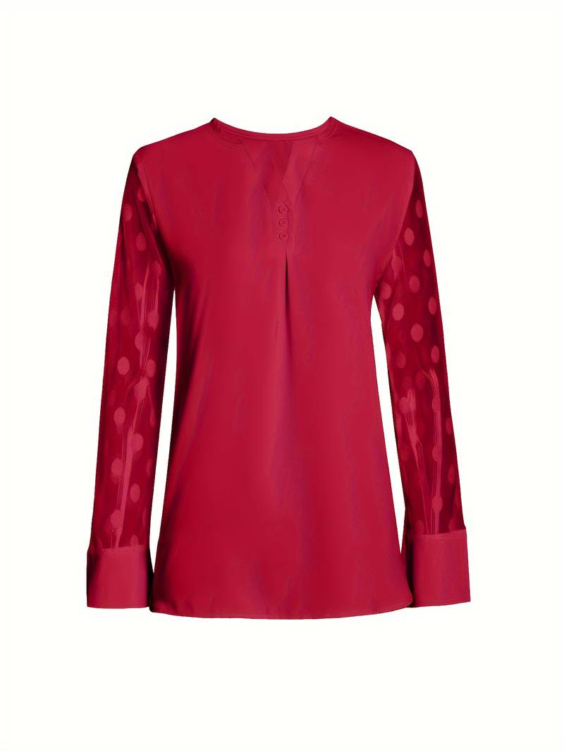 Jenia | Doorzichtige damesblouse – Chique, elegant shirt met lange mouwen van mesh