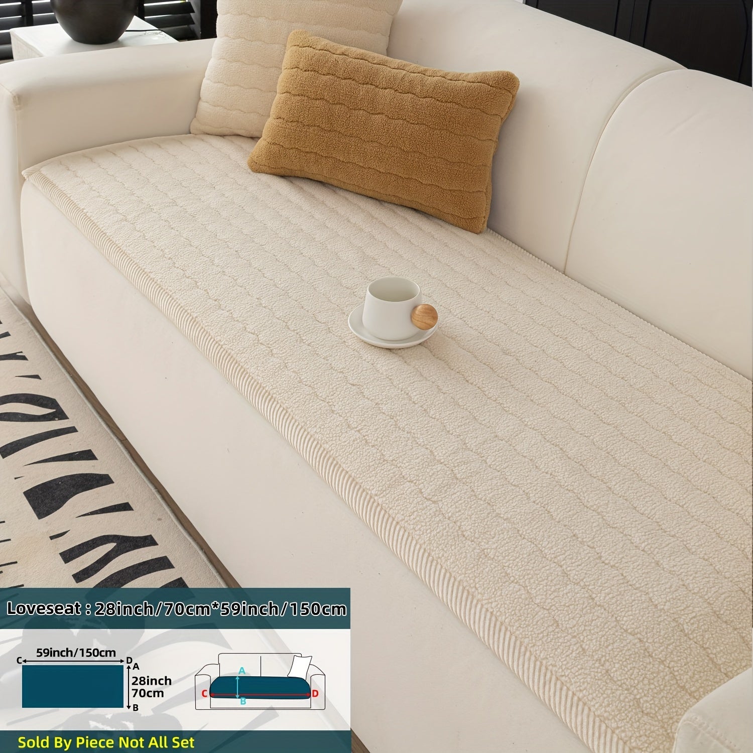SnugWrap | Slipvaste Sofa Overtrek van Dik Pluche - Machinewasbaar, Huisdiervriendelijke Bankbeschermer voor de Woonkamer