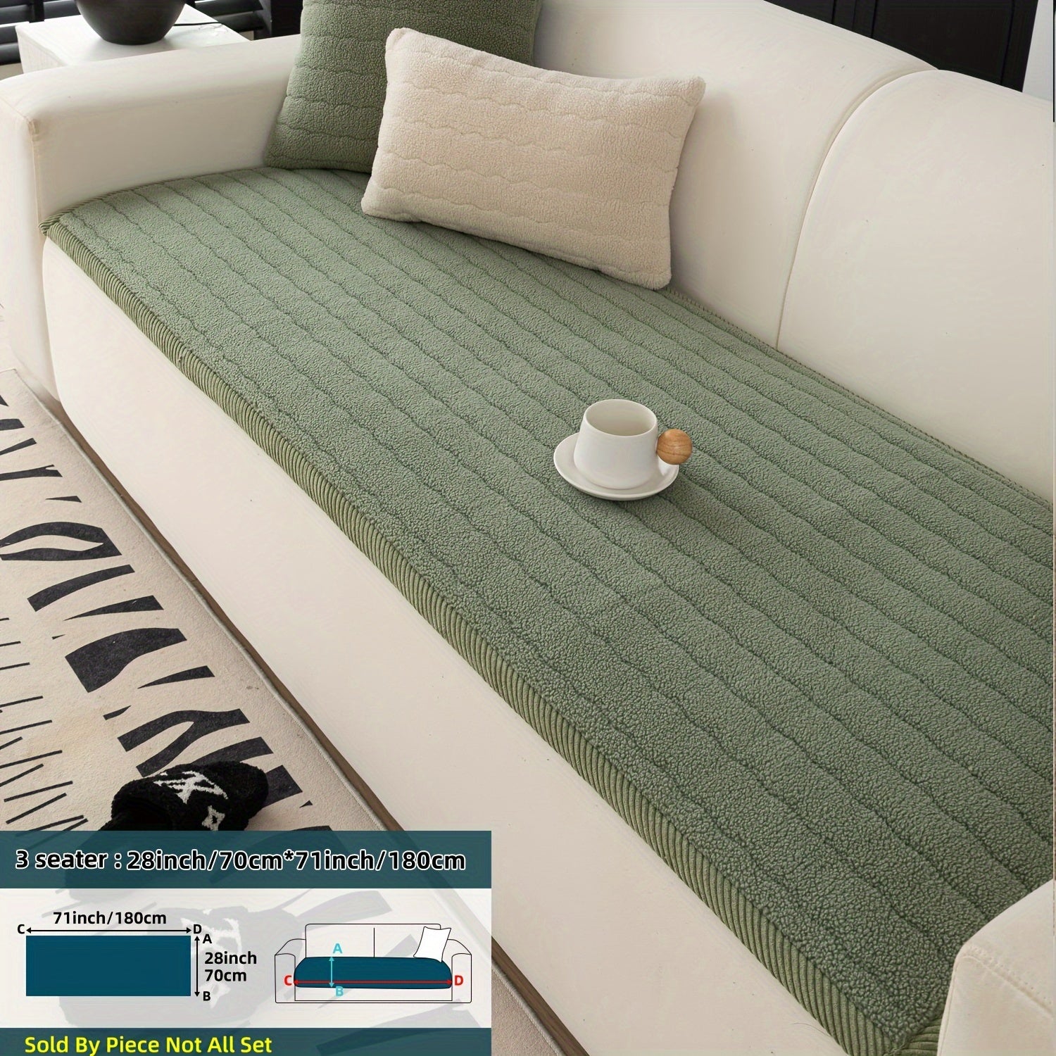 SnugWrap | Slipvaste Sofa Overtrek van Dik Pluche - Machinewasbaar, Huisdiervriendelijke Bankbeschermer voor de Woonkamer