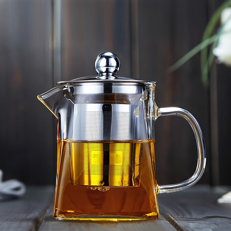 Infuso | Dikke hittebestendige glazen theepot met roestvrijstalen filter, kruiden- en bloementhee