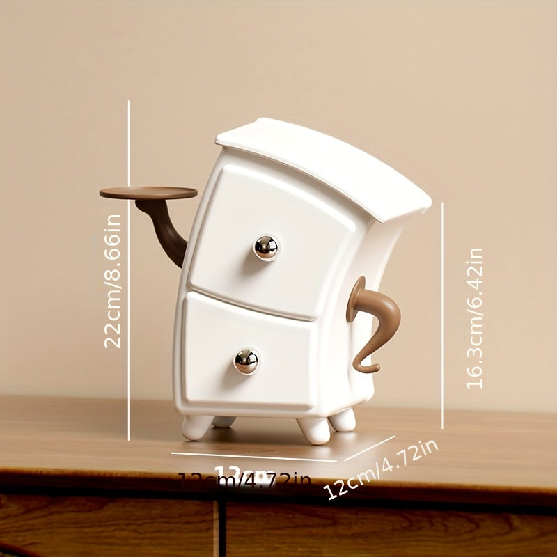 LidHaven | Witte en bruine opbergdoos met scharnierend deksel en ronde deur – Bureau-organizer