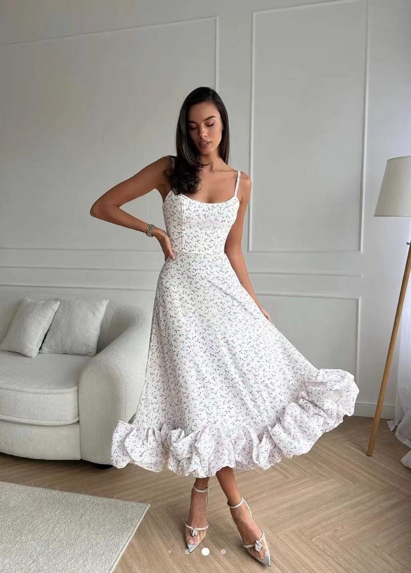 Deya | Midi-jurk met dunne bandjes voor dames – Elegante, zwierige zomer