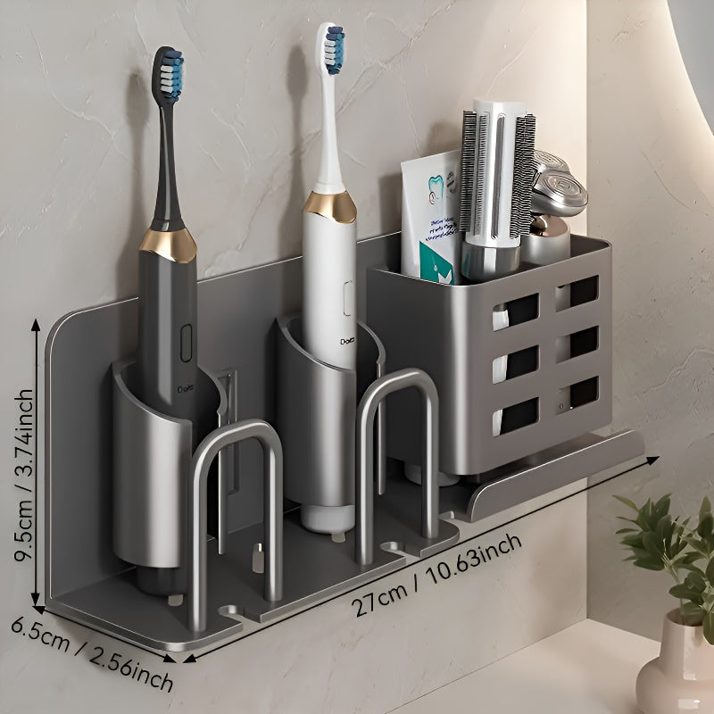 EasyHold | Wandgemonteerde aluminium tandenborstel- en scheermeshouder – geen boren nodig