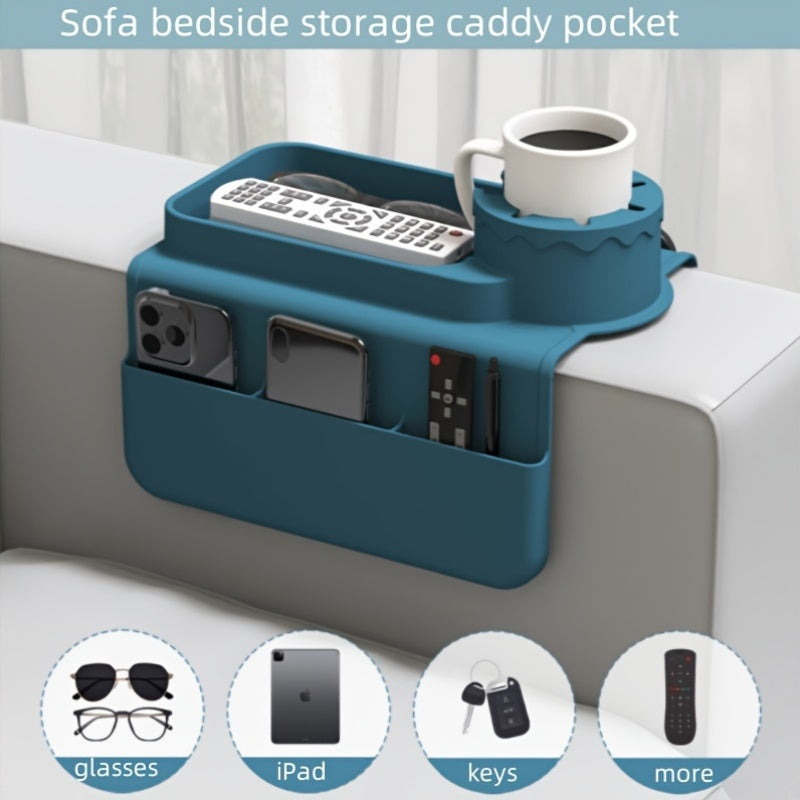 LoungeBuddy | Armsteunorganizer voor bank met bekerhouder, snackbord, opbergruimte voor afstandsbediening
