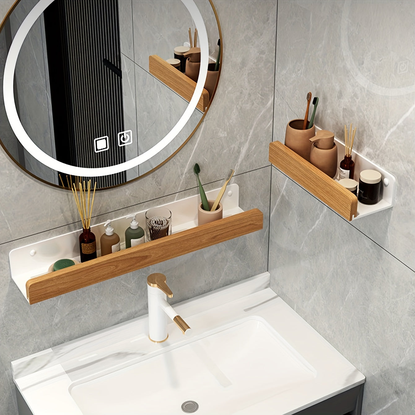 RustiRack | Opbergrek voor in de badkamer aan de muur - doucheruimtehouder zonder perforaties