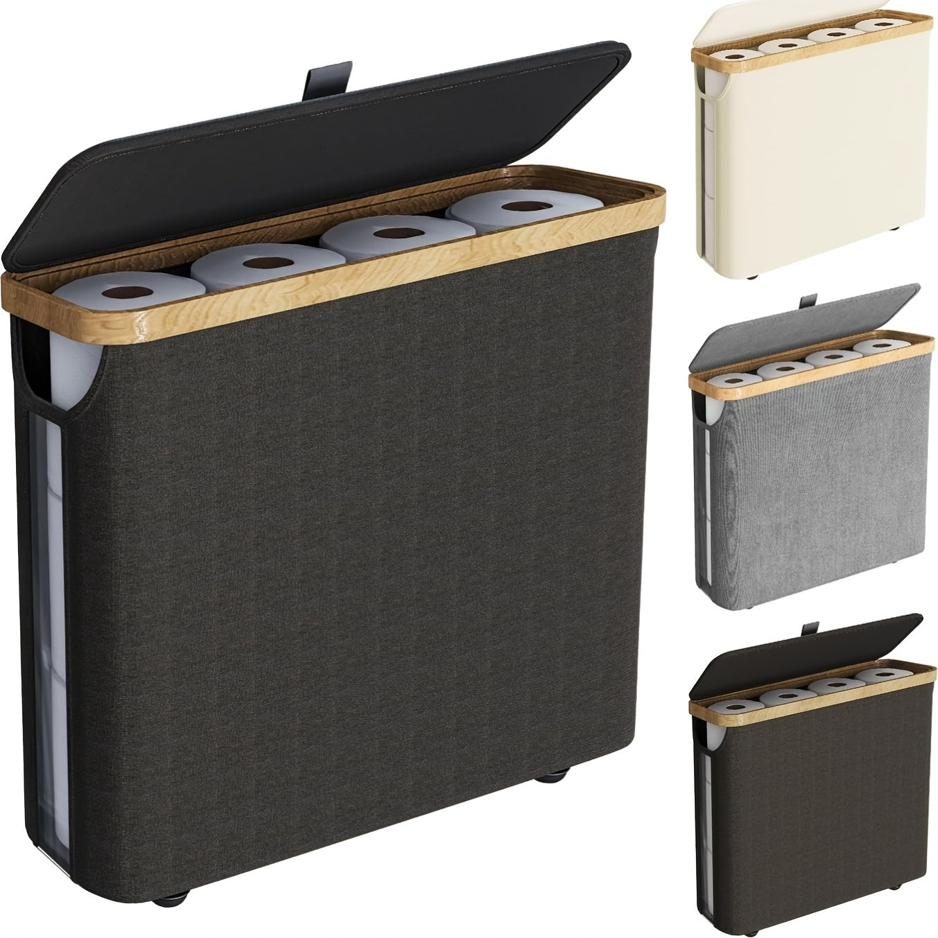 RollStash | Toiletpapiermand met deksel – houder voor maximaal 12 rollen, organizer voor badkamer en slaapkamer