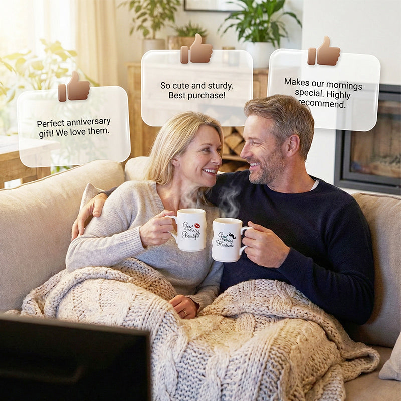 LoveMugs | In elkaar passende mokkenset voor koppels – keramische koffiemokken met hartvormige handgrepen