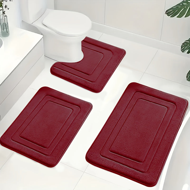 BathNest | 3-delige badkamermat van traagschuim – zacht, absorberend en antislip