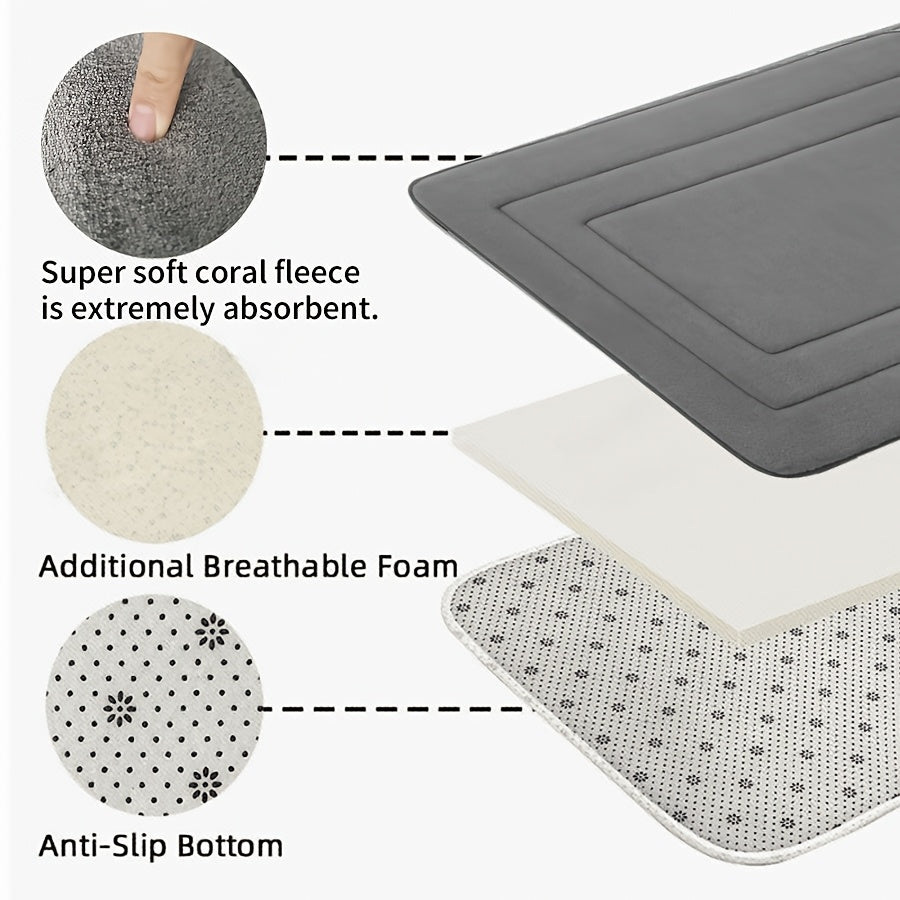 PlushStep | Vintage koraalkleurige fleece badmat – absorberend, antislip, zacht tapijt voor keuken en badkamer