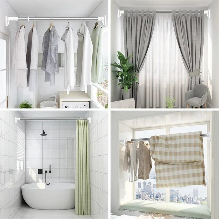 GlideBar | Telescopische gordijnstang zonder boren - Douche- en kaststang voor muren en deuren