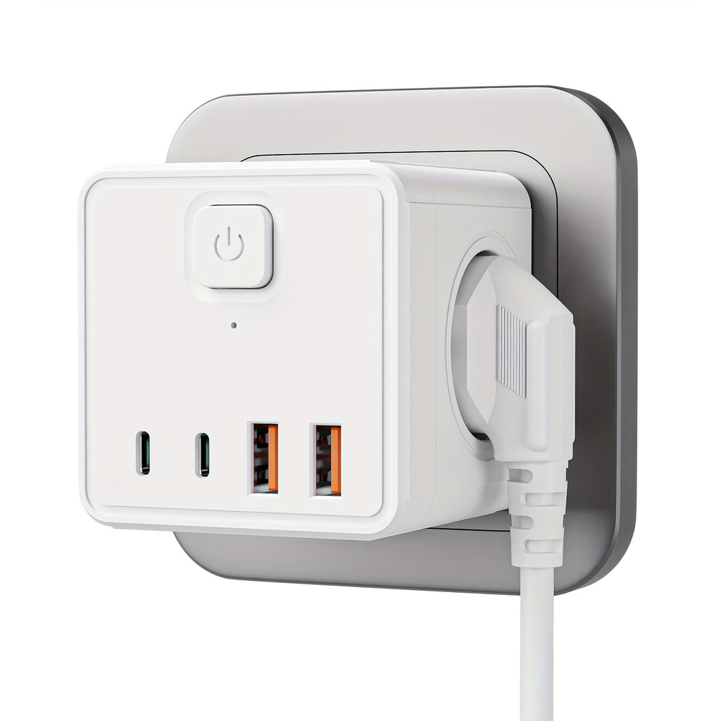 PowerPort | 7-in-1 EU Stopcontact Strip – 3 AC, 2 USB, 2 Type-C Poorten met Schakelaar, Thuis & Kantoor