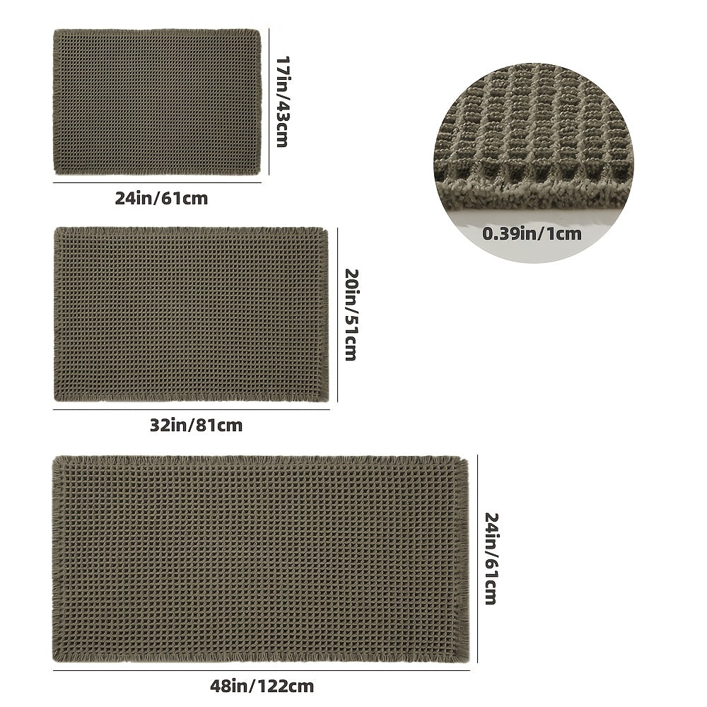 AbsorbEase | Ultra-absorberende wafelbadmat met kwastjes - antislipmat