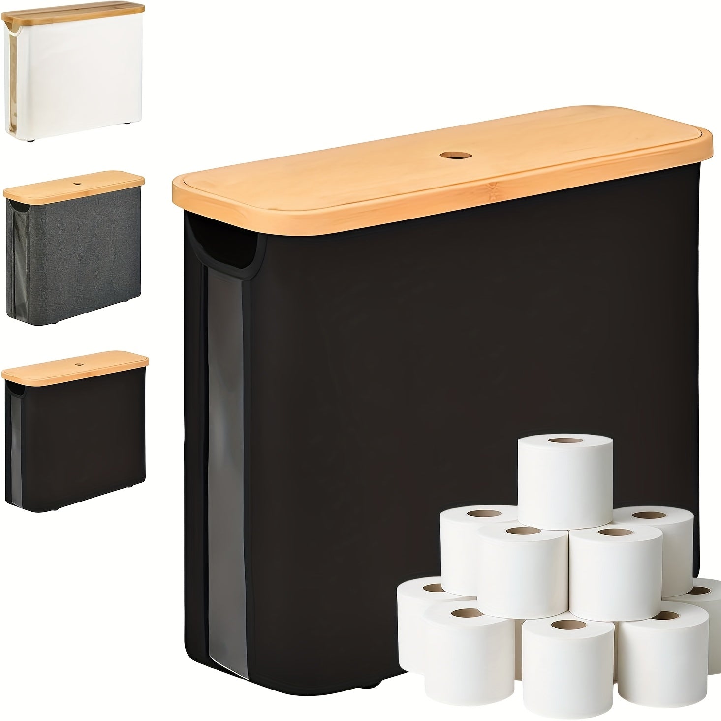 RollStash | Toiletpapiermand met deksel – houder voor maximaal 12 rollen, organizer voor badkamer en slaapkamer