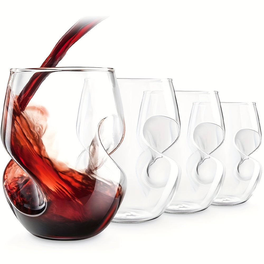 FinoGlass | 4-delige set borosilicaatglazen van 16 oz – elegante gebogen wijnglazen, duurzaam drinkgerei