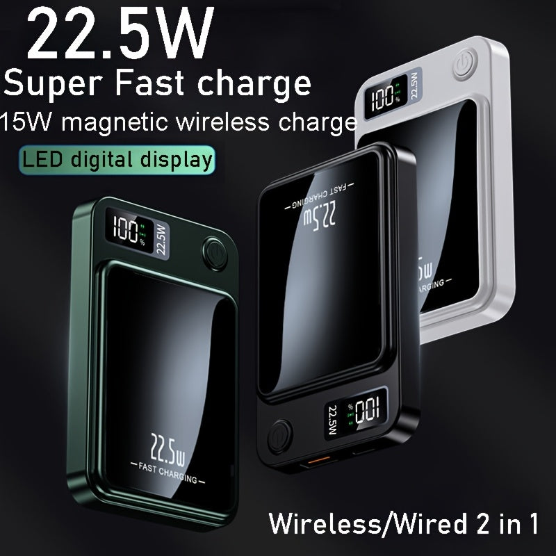 PowerMag | 10000mAh Magnetische Draadloze Power Bank - 22.5W Snel Opladen, Draagbare Lader