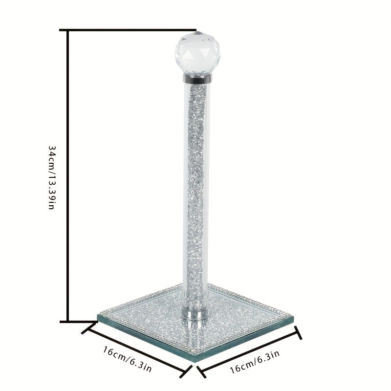CrystalGrip | Sprankelende kristallen keukenrolhouder – Elegante papieren handdoekhouder voor aanrechtbladen