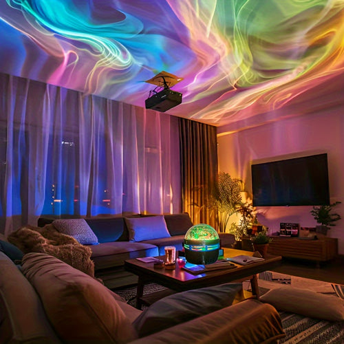 Celestia | Aurora LED Sfeerverlichting RGB Afstandsbediening – Sterrenhemel Projector voor Slaapkamer, Woondecoratie & Ontspanning