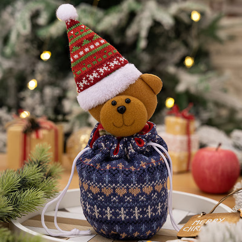 YulePal | Gebreide kerstcadeauzak met pop – Decoratieve kerstcadeauzak voor kinderen, thuis en feestdagen
