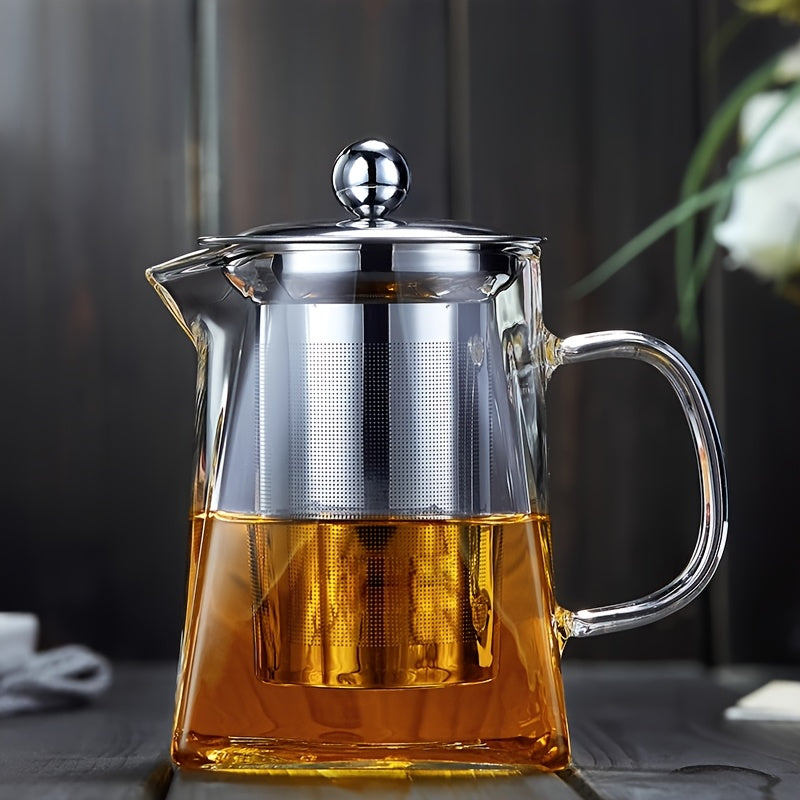 Infuso | Dikke hittebestendige glazen theepot met roestvrijstalen filter, kruiden- en bloementhee