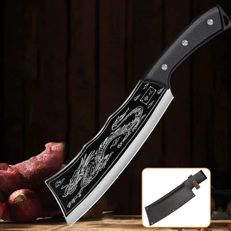 BladeFury | Dragon Slayer-mes – Handgemaakt koksmessen van koolstofstaal voor keuken- en culinair gebruik