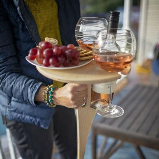 SpikeTable | Opvouwbare Buiten Wijn Tafel – Handgemaakt Berkenhout, Grondpiek