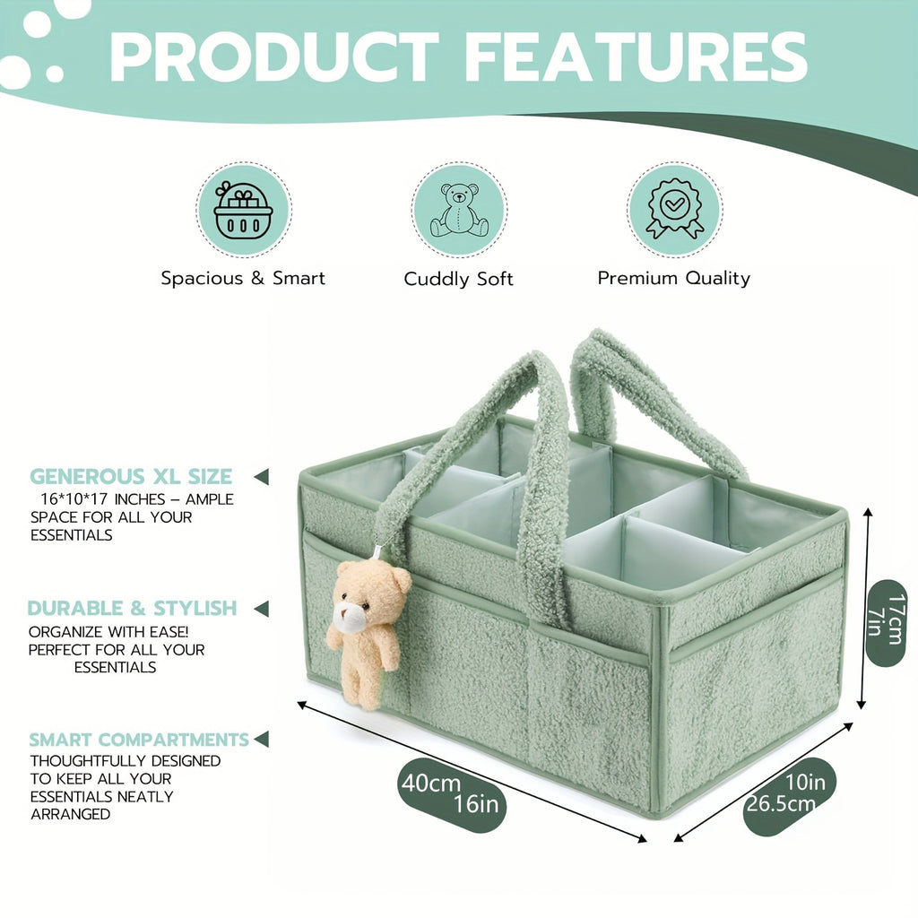 NappyNest | Luier Caddy Organizer - Draagbaar opbergmandje voor luiers, doekjes & babyspullen, luiertafel organizer