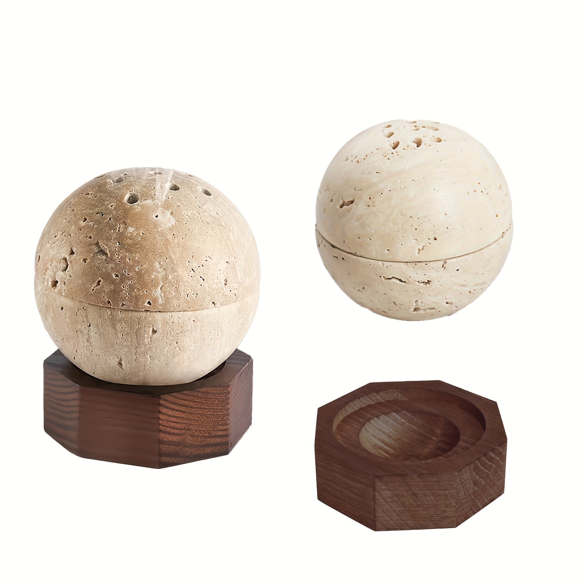 Spheriscent | Natuurlijke travertijn wierookbrander – Aromatherapie & woondecoratie