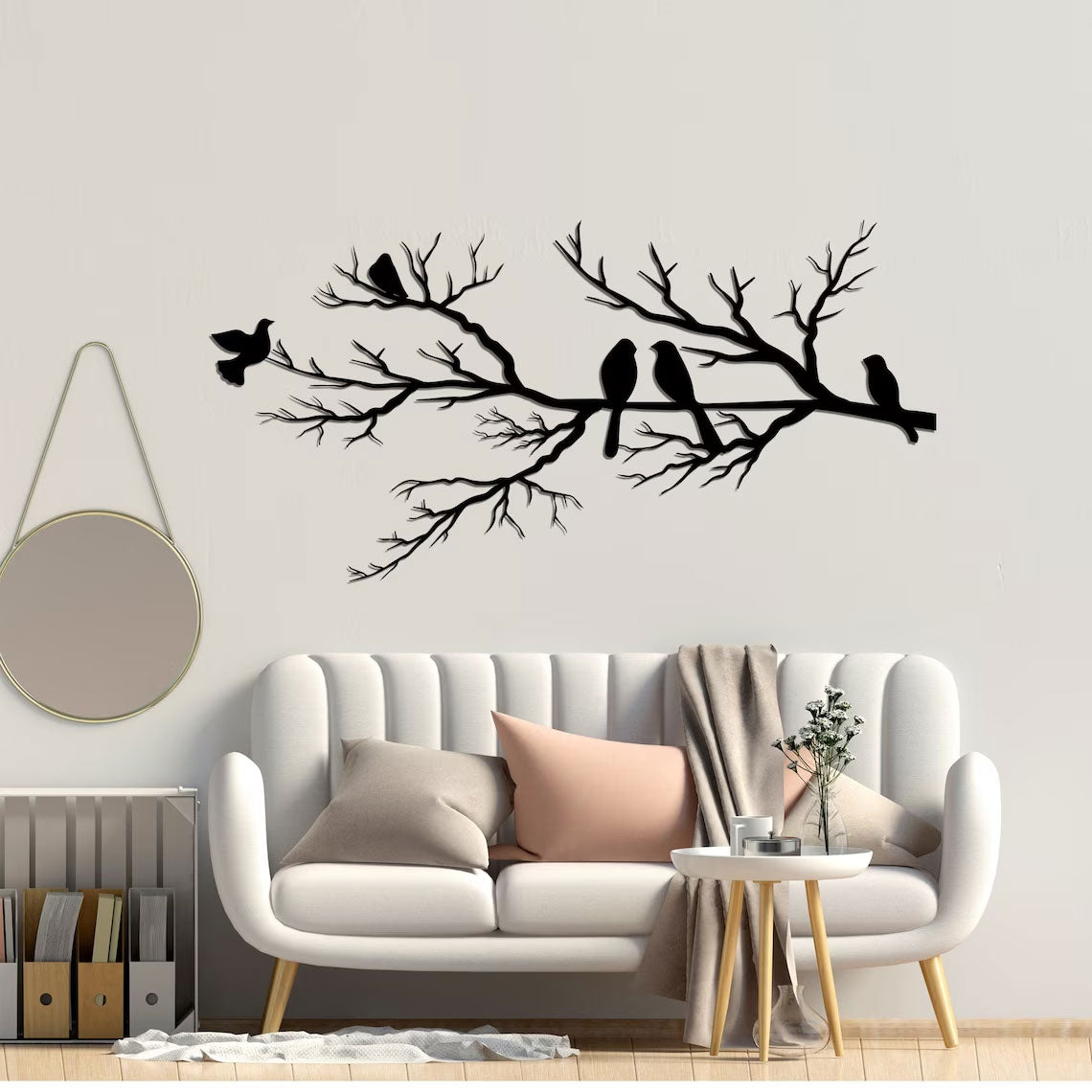 PerchArt | Vogels op Tak Metalen Muur Kunst - Modern & Klassiek woondecoratie