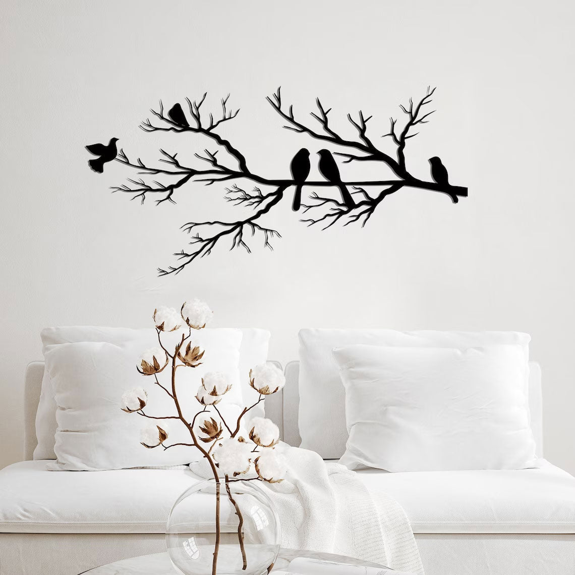 PerchArt | Vogels op Tak Metalen Muur Kunst - Modern & Klassiek woondecoratie