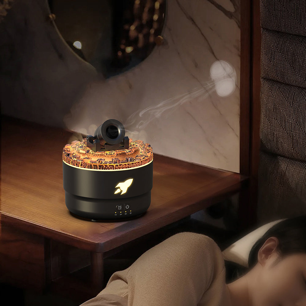 MistLava | Kanon Luchtbevochtiger & Aroma Diffuser met Waternevel, Nachtlampje & Lava Effect