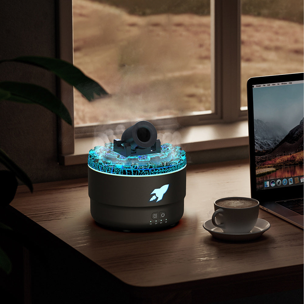 MistLava | Kanon Luchtbevochtiger & Aroma Diffuser met Waternevel, Nachtlampje & Lava Effect